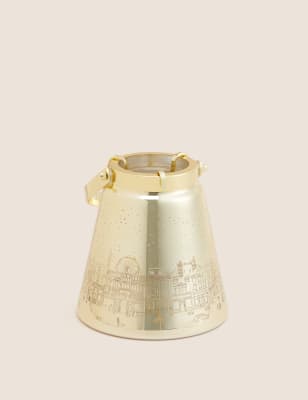 

M&S Collection Winter Town Scene Lantern - Gold, Gold