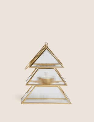 

M&S Collection Portavelas con diseño de árbol de Navidad Monroe - Oro, Oro