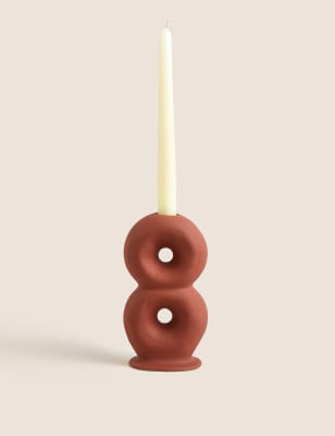 

M&S Collection Ceramic Dinner Candle Holder - Terracotta, Terracotta