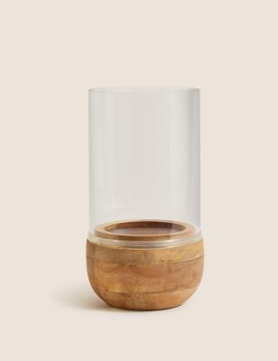 Wood and Glass Hurricane Lantern