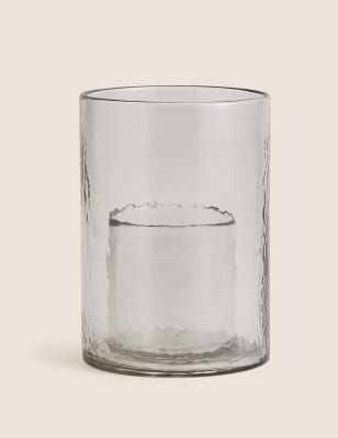 Mottled Glass Hurricane Candle Holder - LU