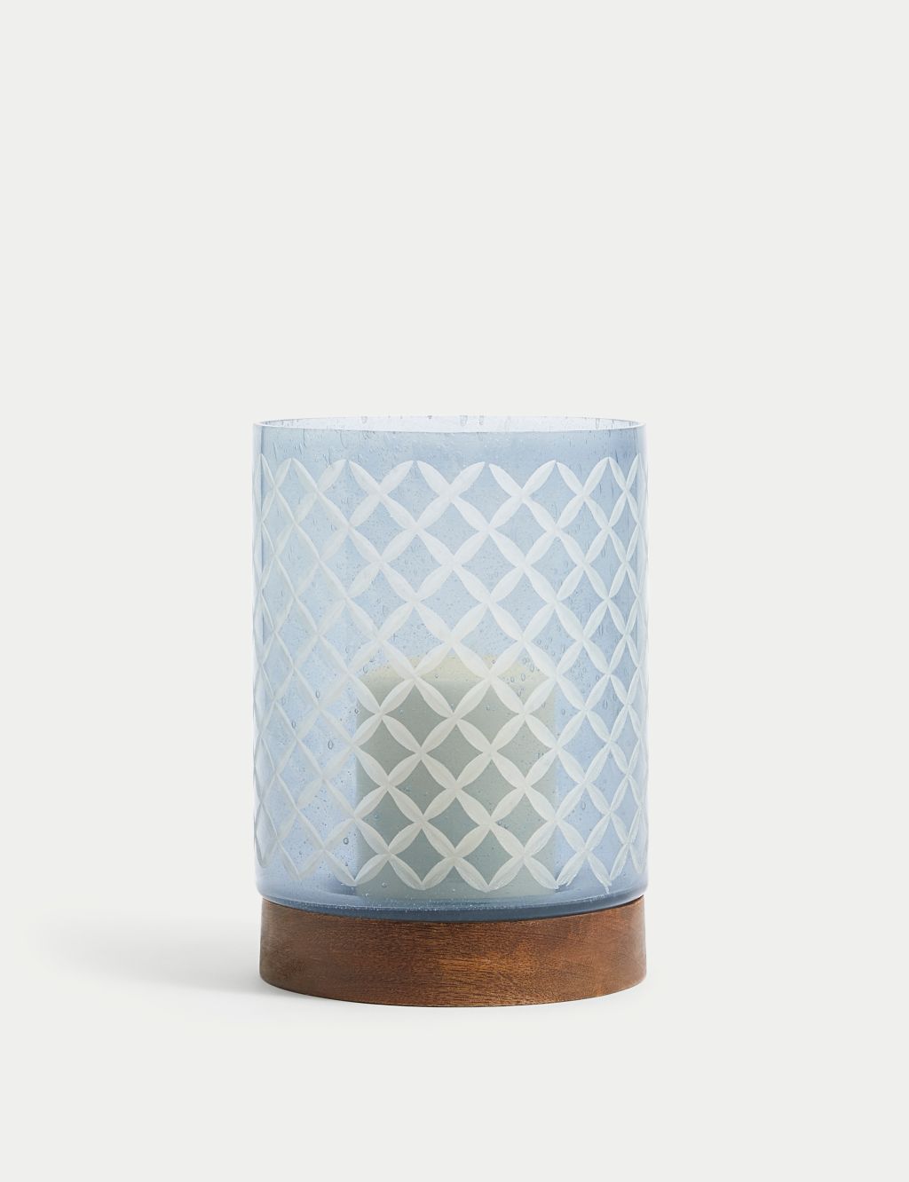 Etched Glass Candle Holder