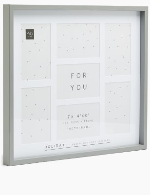 Wood 7 Aperture Holiday Photo Frame