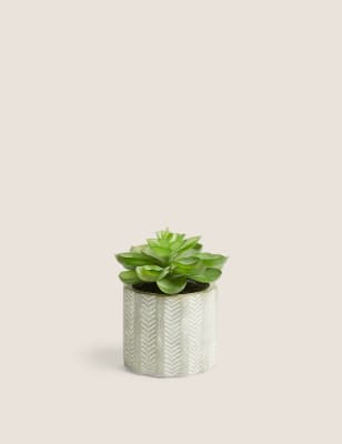 Artificial Mini Echeveria in Concrete Pot