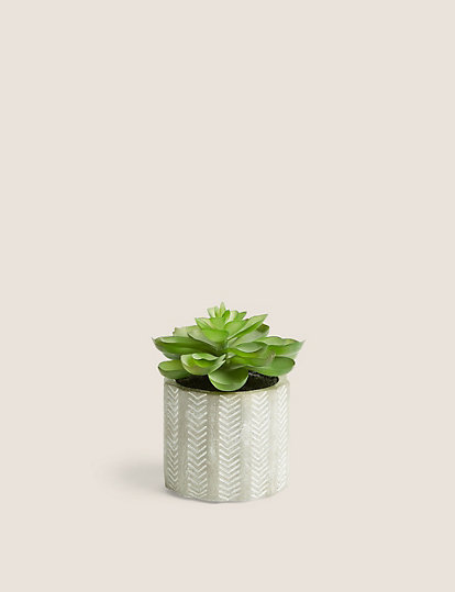 Artificial Mini Echeveria in Concrete Pot