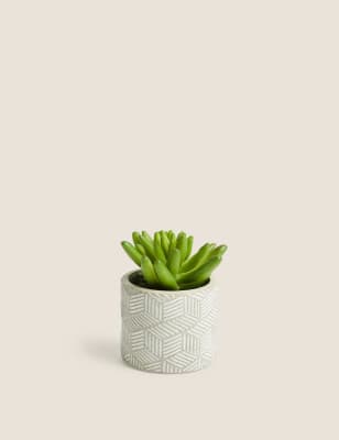 Petite succulente artificielle dans un pot en béton - Vert