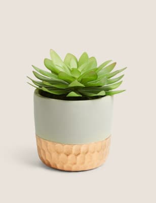 Artificial Succulent in Metallic Base Pot