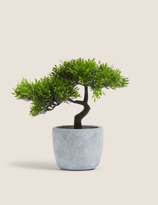 

Artificial Bonsai Tree in Concrete Pot - Green, Green