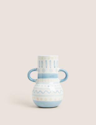 Medium Painted Vase - Blue Mix, Blue Mix