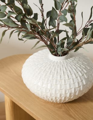 

M&S Collection Medium Scalloped Textured Vase - White, White