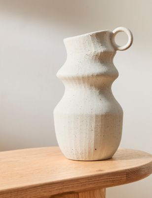M&S Medium Curved Vase - White, White