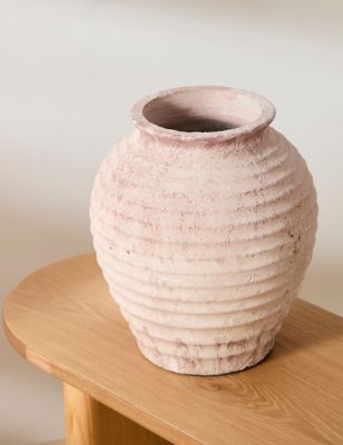 M&S X Fired Earth Large Textured Vase - Blush, Blush