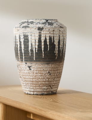 

M&S X Fired Earth Large Drip Vase - Charcoal Mix, Charcoal Mix