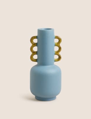 

M&S Collection Medium Contrast Multi Handle Vase - Blue, Blue