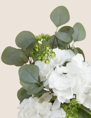 

Artificial Hydrangea in Ceramic Pot - White, White