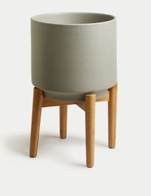 Large Ceramic Planter with Stand