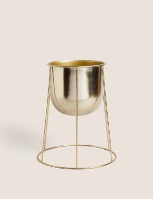 

Medium Metal Gold Planter, Gold