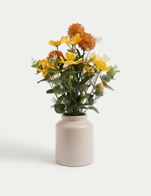 Moss & Sweetpea Mixed Flower Arrangement in Ceramic Pot - Multi, Multi