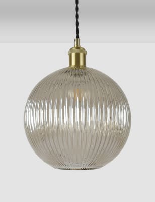 M&S Ridged Glass Ceiling Lamp Shade - Champagne, Champagne