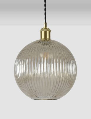 M&S Ridged Glass Ceiling Lamp Shade - Champagne, Champagne