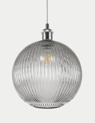 M&S Ridged Glass Ceiling Lamp Shade - Smoke, Smoke