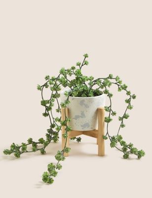 

Moss & Sweetpea Artificial Trailing Plant in Concrete Pot - Green, Green