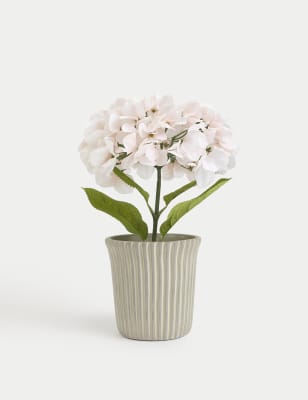 

Moss & Sweetpea Artificial Hydrangea Plant in Ceramic Pot - White, White