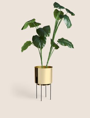 Large Gold Planter with Stand