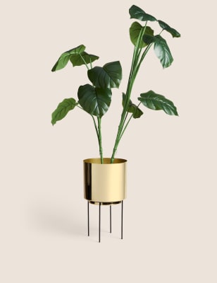 

Large Gold Planter with Stand, Gold