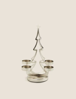 

Portavelas mediano de árbol de Navidad - Plata, Plata