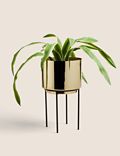 Small Gold Planter with Stand