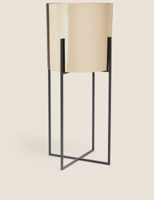 

Tall Metal Planter with Stand - Gold, Gold