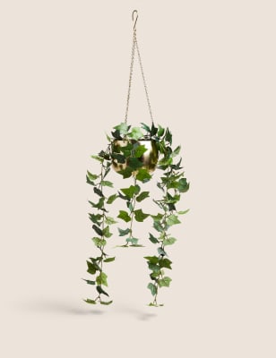 

Small Gold Hanging Planter, Gold