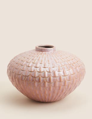 

Medium Scalloped Textured Vase - Pink, Pink