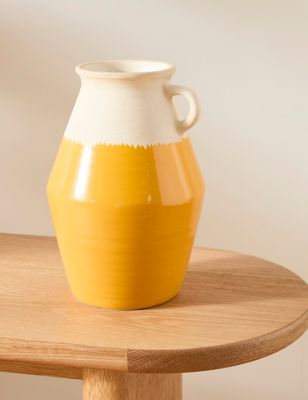 M&S Ceramic Two Tone Vase - Ochre, Ochre