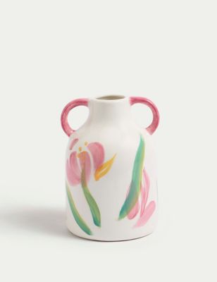 Ceramic Glazed Floral Vase