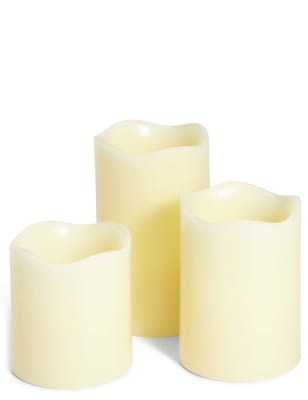 Set of 3 LED Pillar Candle | M&S