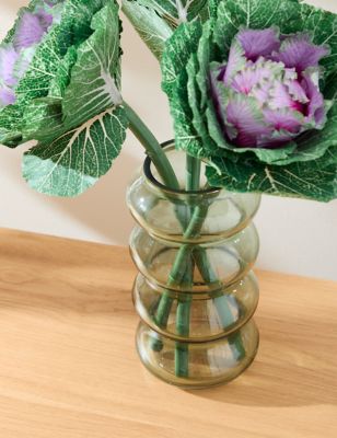 M&S Wave Glass Vase - Light Green, Light Green