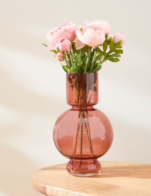 M&S Modern Glass Cylinder Vase - Pink, Pink