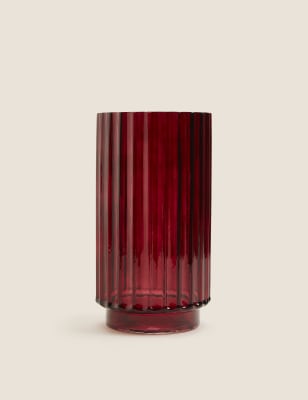 

Medium Ridged Vase - Red, Red