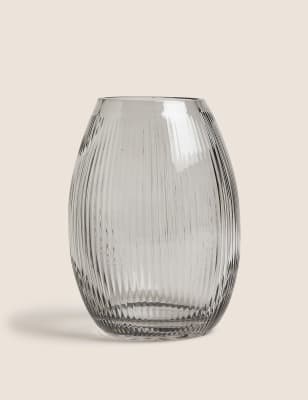 

Small Ridged Vase - Grey, Grey