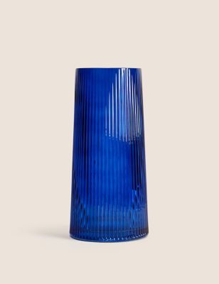 Glass Ribbed Vase