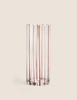 Striped Cylinder Glass Vase
