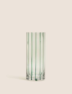 Striped Cylinder Glass Vase