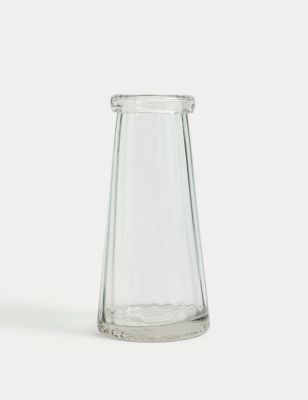 Large Ridged Glass Tapered Vase