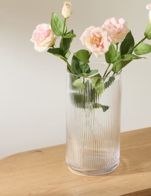 

M&S Collection Glass Ribbed Vase - Clear, Clear