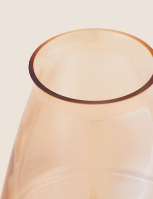 M&S Medium Amber Lustre Lantern Vase, Amber