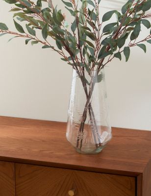 M&S Etched Glass Vase - Clear, Clear