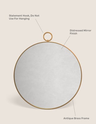 

M&S Collection Round Distressed Wall Mirror - Antique Brass, Antique Brass