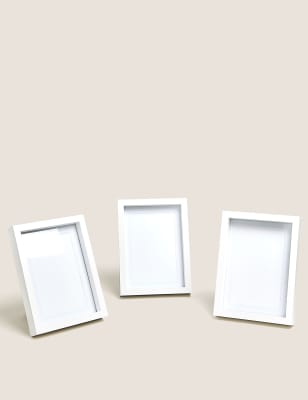 

M&S Collection Conjunto de 3 marcos de madera para fotos de 10 x 15 cm - Blanco, Blanco